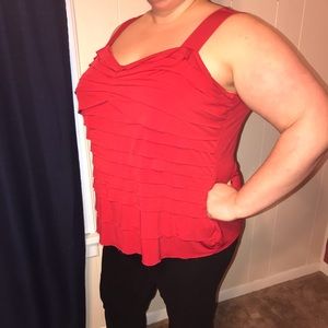 Peplum layered red tank